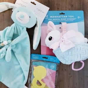 Baby lovie blanket, musical toy and teether